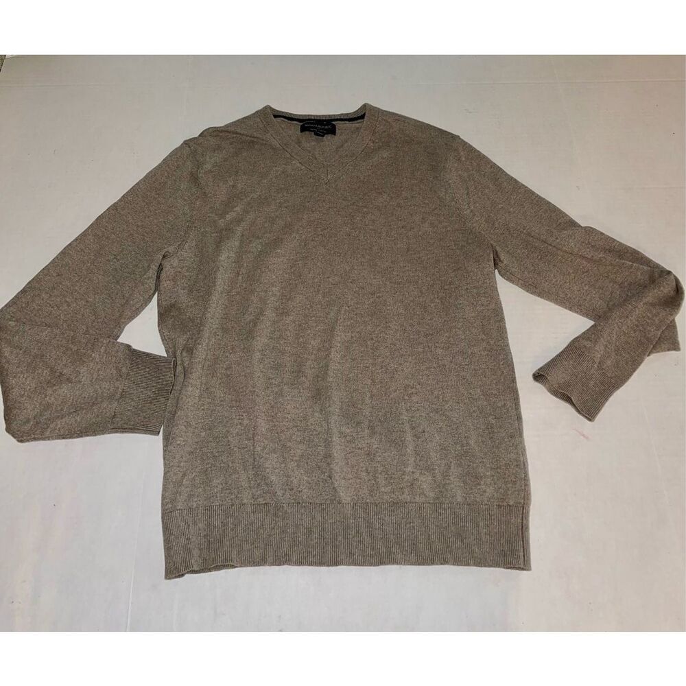 Premium Luxe YARN V-Neck Mens Sweater BANANA REPUBLIC MOCHA SIZE S A51